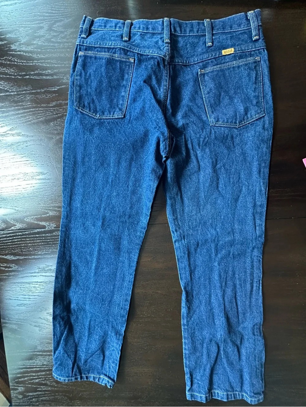 Vtg 70s 80s Rustler Mens Jeans 38x30 USA Made Talon 42 Zip Dark Denim Workwear⁠